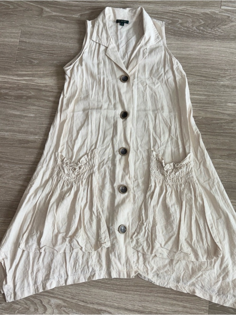 For Cynthia Neutral Beige Linen pockets boho dress